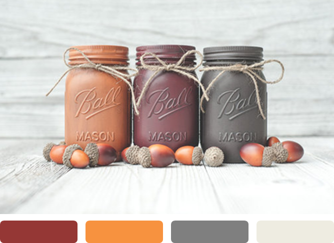 Color Trend: Painted Mason Jars! www.theperfectpalette.com - Color Ideas for Weddings + Parties