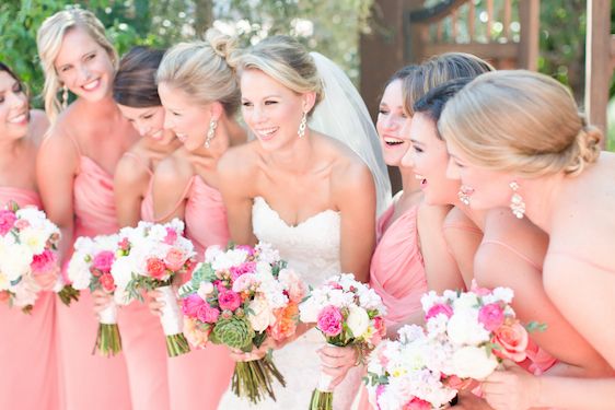  A Classic Wedding with A Coral and Pink Palette