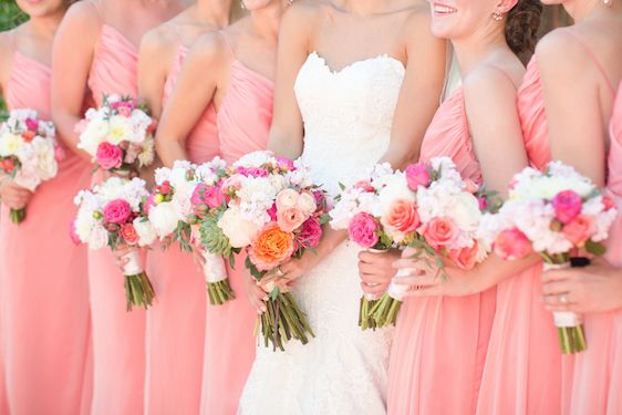  A Classic Wedding with A Coral and Pink Palette