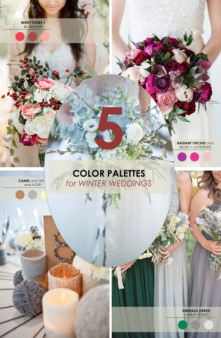 5 Winter Wedding Color Palettes - www.theperfectpalette.com - Color Ideas for Weddings + Parties