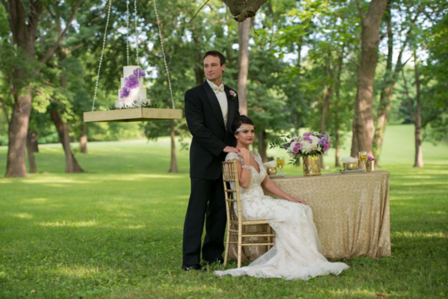 Vintage Glam Wedding Inspiration www.theperfectpalette.com - Lavender and Gold Details - Jessica yates Photography, He Loves Me Flowers, Cake by Celebrations by Sonja