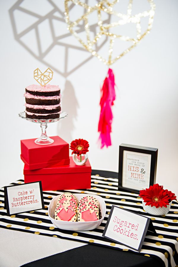 A Chic + Modern Valentine's Day Bridal Shower - www.theperfectpalette.com - Photo La Vie, Dainty Dahlias Events, Lane Love Design