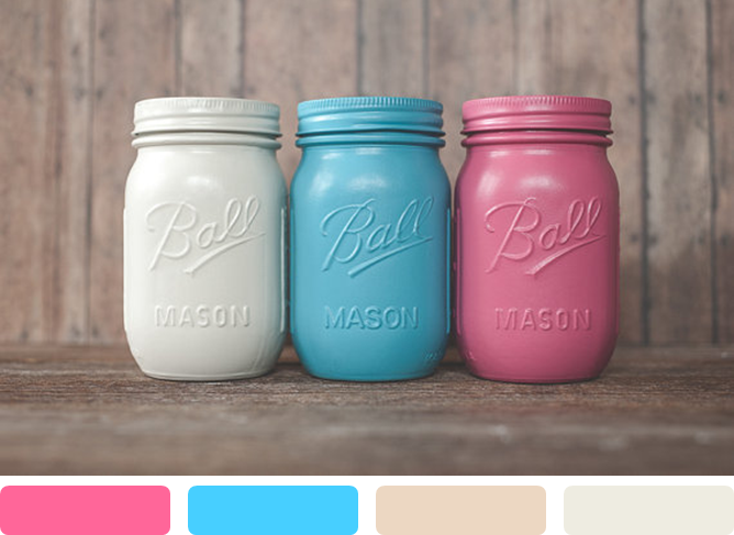 Color Trend: Painted Mason Jars! www.theperfectpalette.com - Color Ideas for Weddings + Parties