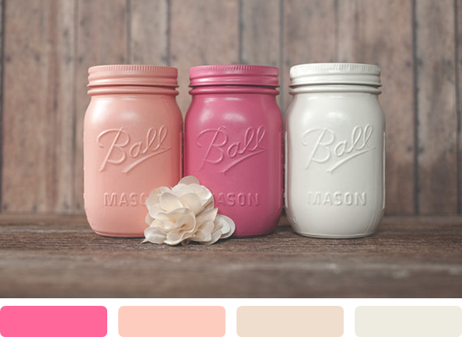 Color Trend: Painted Mason Jars! www.theperfectpalette.com - Color Ideas for Weddings + Parties