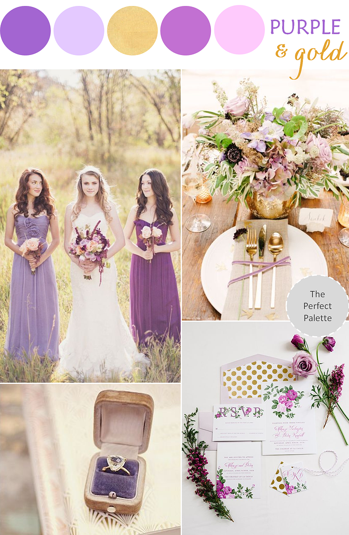 Romantic Wedding Style: Purple + Gold - www.theperfectpalette.com - Color Ideas for Weddings + Parties
