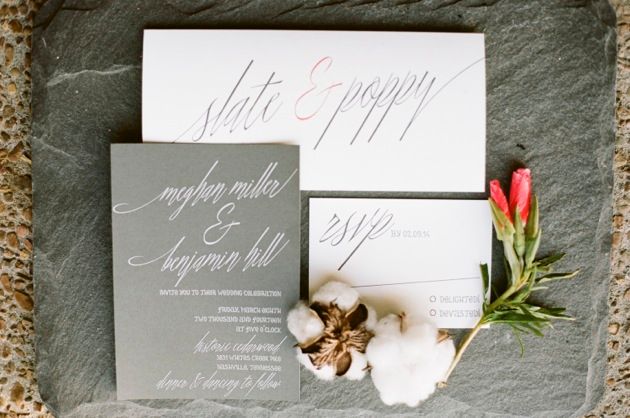 Slate, Poppy + Cotton: A Styled Shoot by Cedarwood Weddings - www.theperfectpalette.com - Jenna Henderson Photography