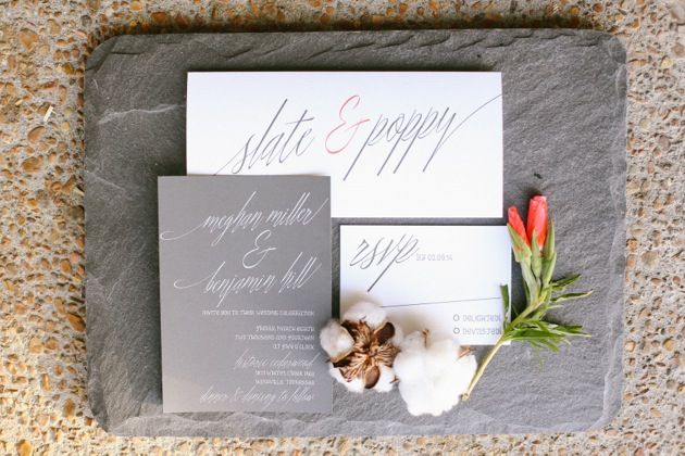 Slate, Poppy + Cotton: A Styled Shoot by Cedarwood Weddings - www.theperfectpalette.com - Jenna Henderson Photography