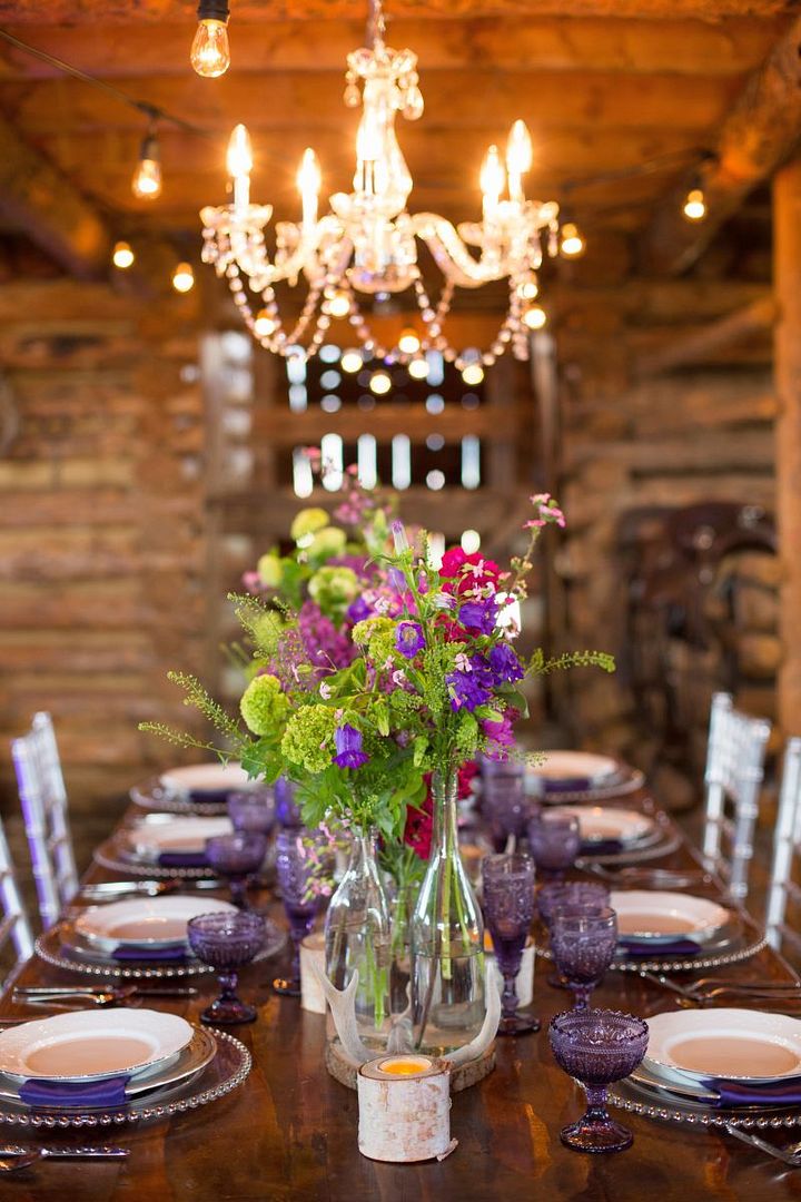 Rustic Barn Wedding with Elegant Blackberry Details - www.theperfectpalette.com - Sarah Roshan Photography, Designed by Pick Me Weddings, Florals by Southern Charm Wedding and Events