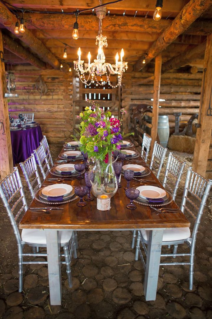 Rustic Barn Wedding with Elegant Blackberry Details - www.theperfectpalette.com - Sarah Roshan Photography, Designed by Pick Me Weddings, Florals by Southern Charm Wedding and Events