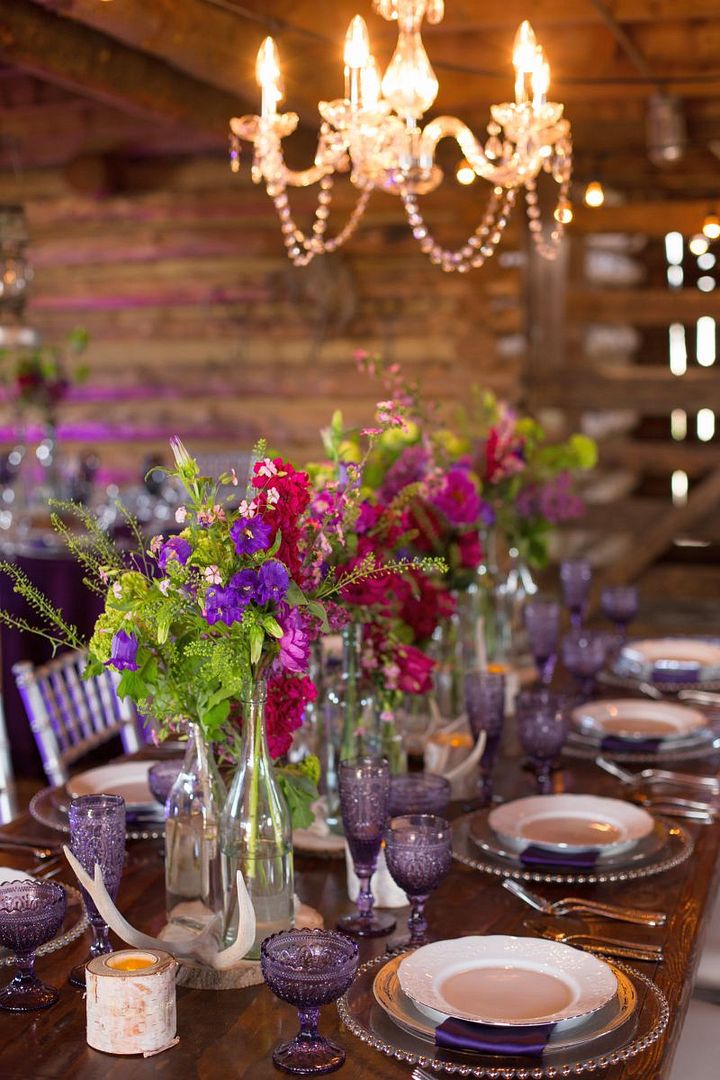 Rustic Barn Wedding with Elegant Blackberry Details - www.theperfectpalette.com - Sarah Roshan Photography, Designed by Pick Me Weddings, Florals by Southern Charm Wedding and Events