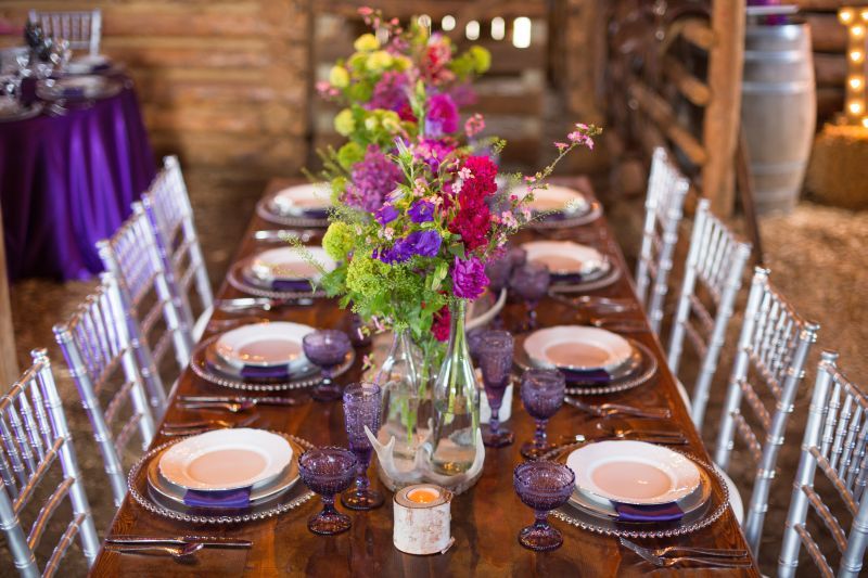 Rustic Barn Wedding with Elegant Blackberry Details - www.theperfectpalette.com - Sarah Roshan Photography, Designed by Pick Me Weddings, Florals by Southern Charm Wedding and Events