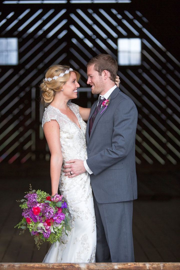 Rustic Barn Wedding with Elegant Blackberry Details - www.theperfectpalette.com - Sarah Roshan Photography, Designed by Pick Me Weddings, Florals by Southern Charm Wedding and Events