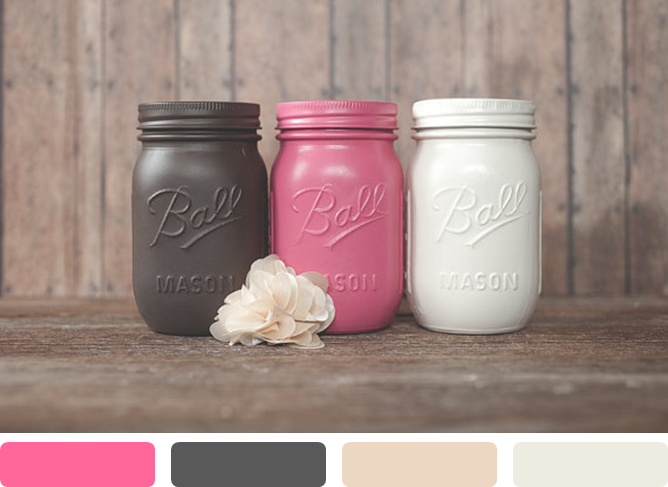 Color Trend: Painted Mason Jars! www.theperfectpalette.com - Color Ideas for Weddings + Parties