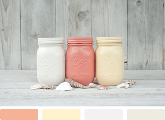 Color Trend: Painted Mason Jars! www.theperfectpalette.com - Color Ideas for Weddings + Parties