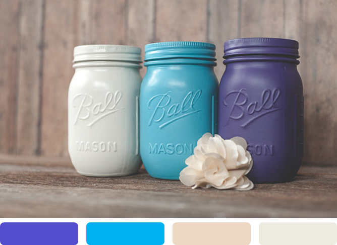 Color Trend: Painted Mason Jars! www.theperfectpalette.com - Color Ideas for Weddings + Parties