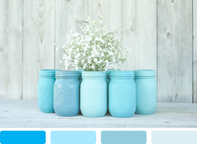 Color Trend: Painted Mason Jars! www.theperfectpalette.com - Color Ideas for Weddings + Parties