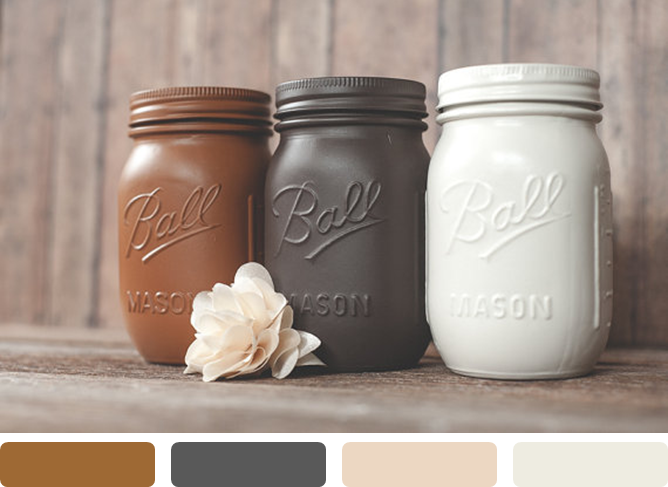 Color Trend: Painted Mason Jars! www.theperfectpalette.com - Color Ideas for Weddings + Parties