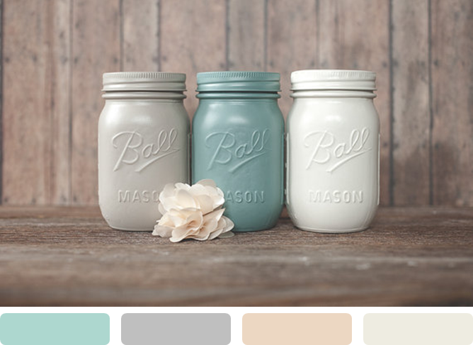 Color Trend: Painted Mason Jars! www.theperfectpalette.com - Color Ideas for Weddings + Parties