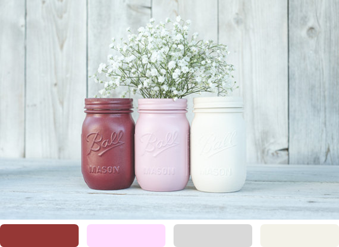 Color Trend: Painted Mason Jars! www.theperfectpalette.com - Color Ideas for Weddings + Parties