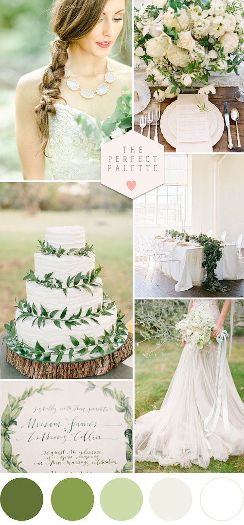 Green Wedding Inspiration - www.theperfectpalette.com - Color  Ideas for Weddings + Parties
