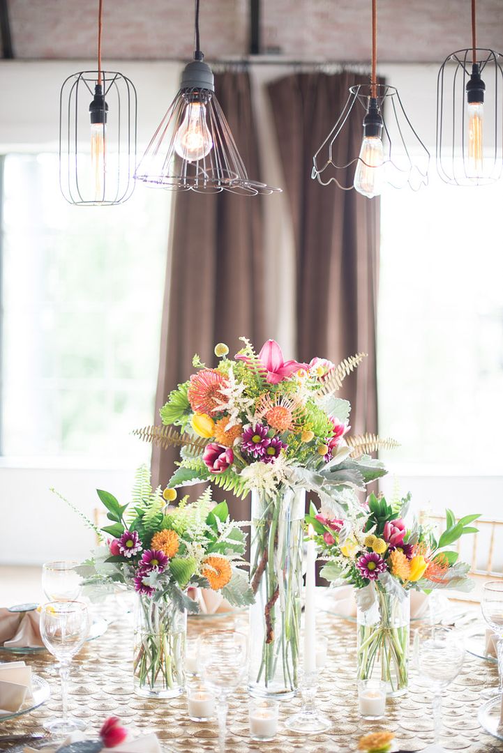 Lovely light fixtures & blooms - www.theperfectpalette.com - Styled by Each & Every Detail, Cottonwood Road Photography