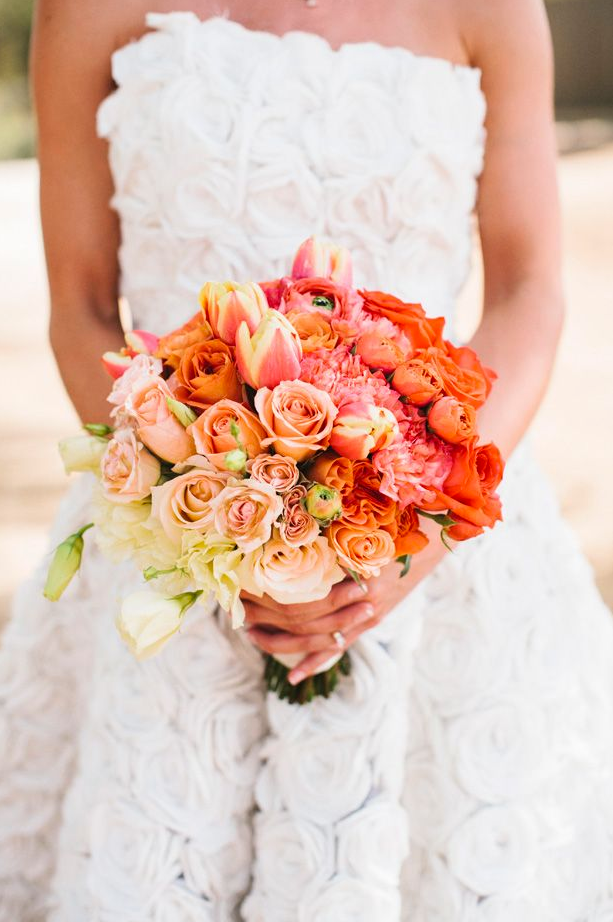 Happy Wedding Colors | Coral and Yellow - www.theperfectpalette.com - Color Ideas for Weddings + Parties