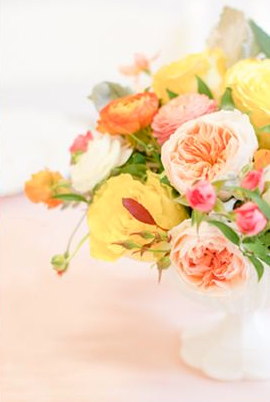 Happy Wedding Colors | Coral and Yellow - www.theperfectpalette.com - Color Ideas for Weddings + Parties