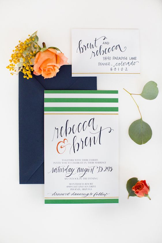 Modern + Preppy Wedding with Navy Blue and Tangerine - www.theperfectpalette.com - Color Ideas for Weddings +Parties