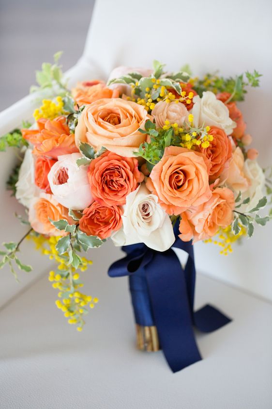 Modern + Preppy Wedding with Navy Blue and Tangerine - www.theperfectpalette.com - Color Ideas for Weddings +Parties