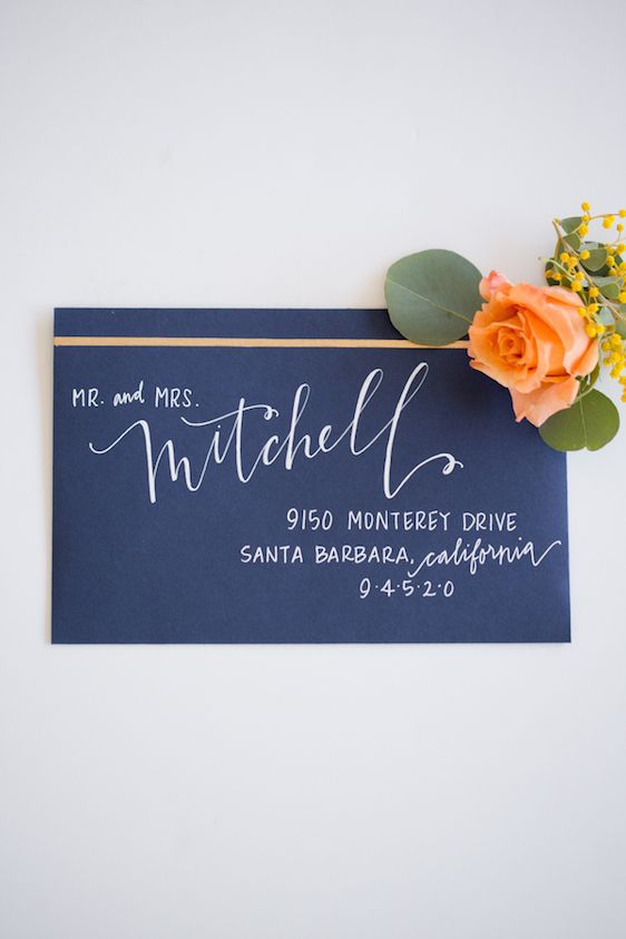 Modern + Preppy Wedding with Navy Blue and Tangerine - www.theperfectpalette.com - Color Ideas for Weddings +Parties