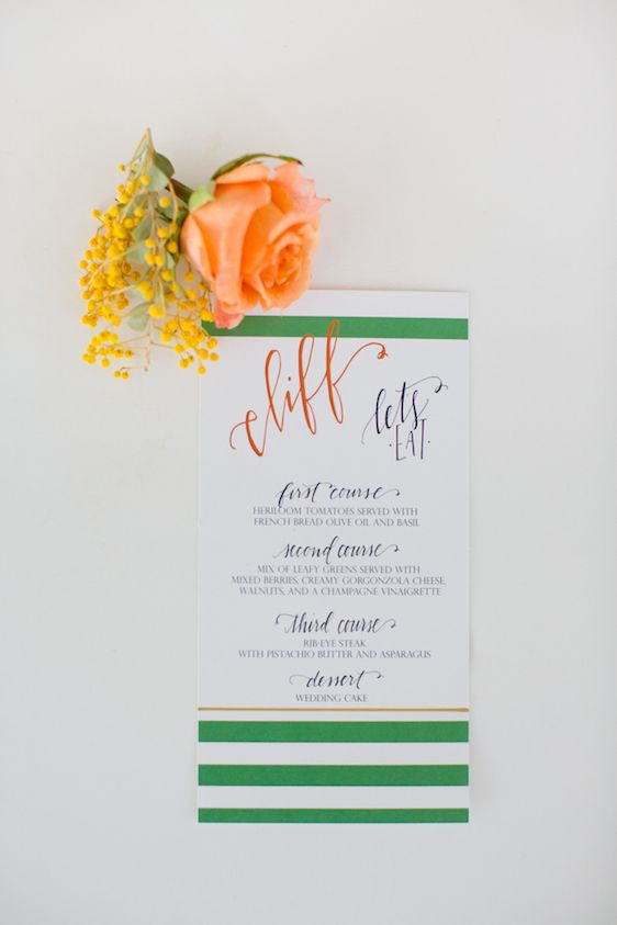 Modern + Preppy Wedding with Navy Blue and Tangerine - www.theperfectpalette.com - Color Ideas for Weddings +Parties