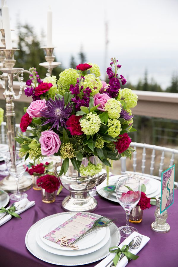 Mountaintop Peacock Palette Wedding Inspiration - www.theperfectpalette.com - Joanna Moss Photography, Umbrella Events, Maple Ridge Florist