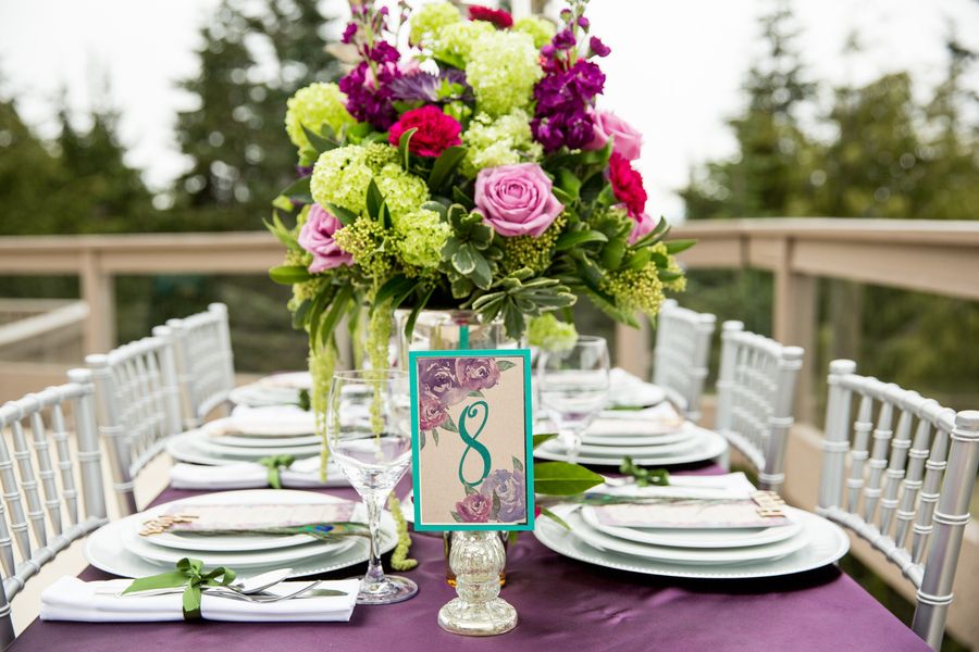 Mountaintop Peacock Palette Wedding Inspiration - www.theperfectpalette.com - Joanna Moss Photography, Umbrella Events, Maple Ridge Florist