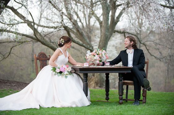 English Manor Styled Wedding in Pennsylvania - www.theperfectpalette.com - Jenni Grace Photography, florals by The Farmer's Daughter, Devoted to You Events, BBG Couture gowns