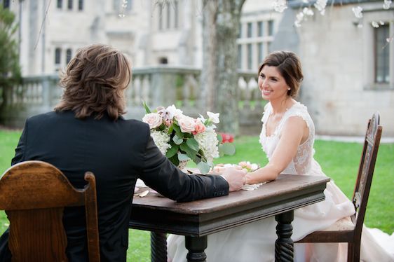 English Manor Styled Wedding in Pennsylvania - www.theperfectpalette.com - Jenni Grace Photography, florals by The Farmer's Daughter, Devoted to You Events, BBG Couture gowns