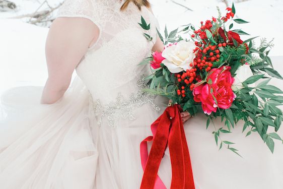 Blush and Red Velvet Snowy Bridals, Kristin Partin Photography