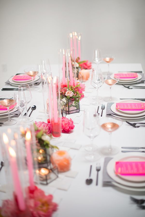 Bright Pink Wedding Inspiration with Delicious Food