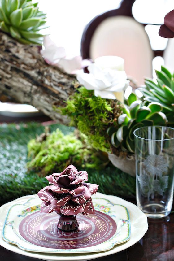  Marsala Tabletop Design with Succulents, Amy Anaiz Photography, Floral Design by Glen Head Flower Shop, Calligraphy by Eliza Gwendalyn