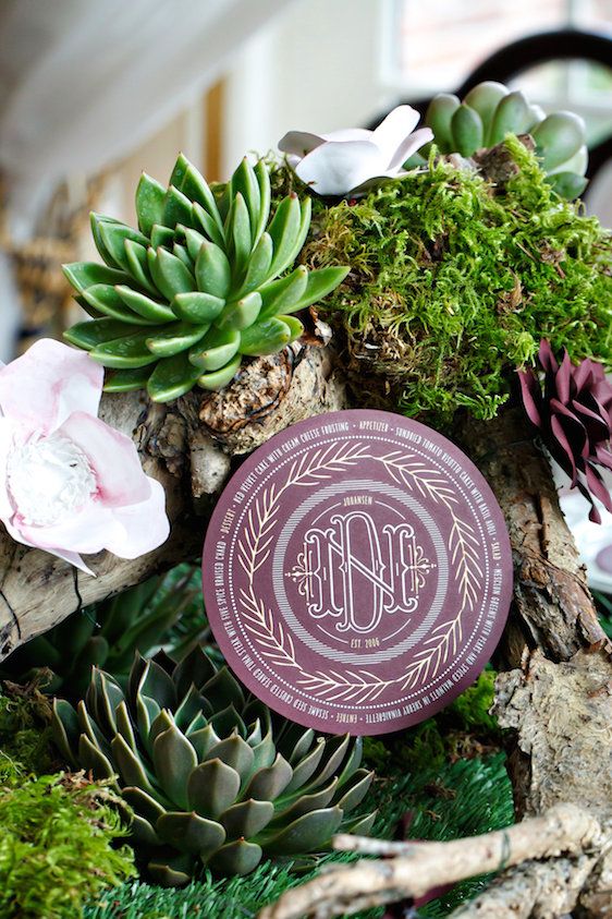  Marsala Tabletop Design with Succulents, Amy Anaiz Photography, Floral Design by Glen Head Flower Shop, Calligraphy by Eliza Gwendalyn