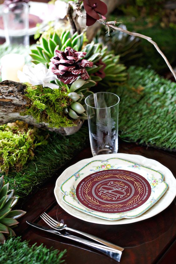  Marsala Tabletop Design with Succulents, Amy Anaiz Photography, Floral Design by Glen Head Flower Shop, Calligraphy by Eliza Gwendalyn