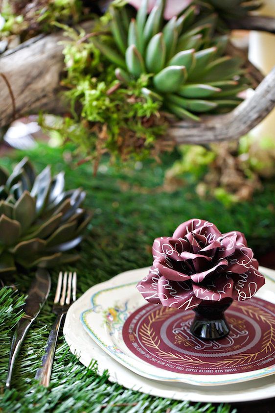  Marsala Tabletop Design with Succulents, Amy Anaiz Photography, Floral Design by Glen Head Flower Shop, Calligraphy by Eliza Gwendalyn