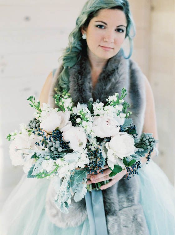  Icy Winter Blues: A Styled Bridal Session, Brianne Photography, He Loves Me Flowers