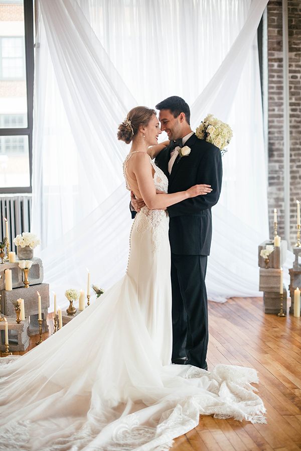 Industrial Wedding Inspiration with a Big Dash of Glam