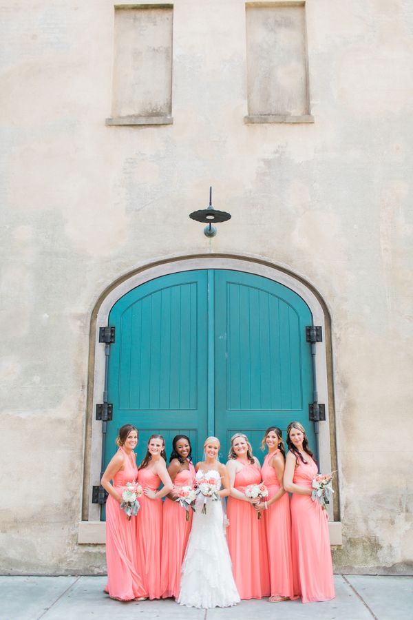 Elegant Coral Wedding in Downtown Charleston