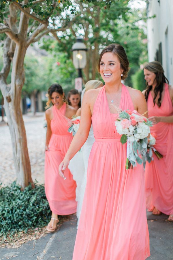 Elegant Coral Wedding in Downtown Charleston