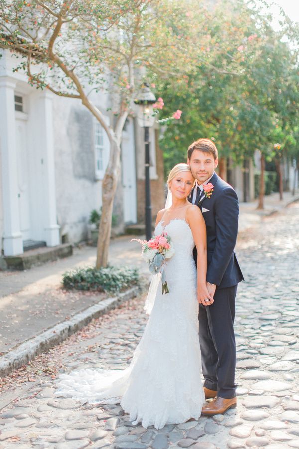 Elegant Coral Wedding in Downtown Charleston