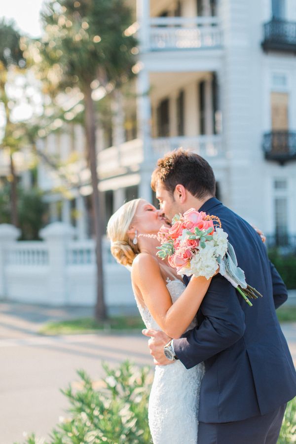  Elegant Coral Wedding in Downtown Charleston