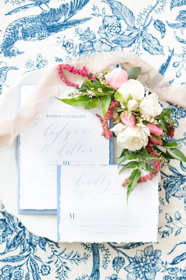  Pink Styled Shoot with Blue Chinoiserie Details