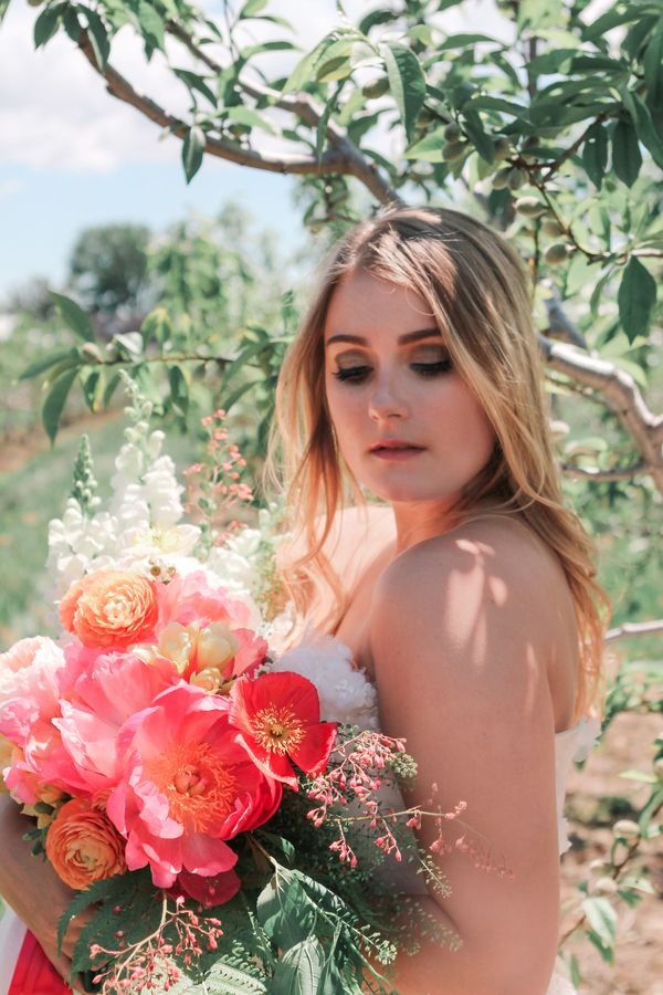 Purple and Pink Bridal Session Among the Cherry Trees