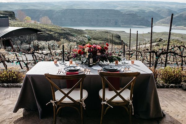 Opulence at a Winery Wedding Inspo with Dark Colors